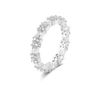 Ayoiow Anillo de compromiso para mujer, oro blanco de 14 quilates para mujer, elegante anillo de boda simple para mujer, talla 4-11, N 1/2, Oro blanco, Diamante