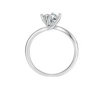 Ayoiow Anillo de mujer de oro blanco 585, 6 x 6 mm, talla redonda, color blanco, moissanita, anillos de compromiso, anillo para mujer, anillo 45 (14,3) - 62 (19,7), estilo A801