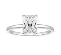Ayoiow Anillo de mujer de oro blanco 585, 7 x 9 mm, corte rectangular, color blanco, moissanita, anillos de compromiso para mujer, anillo 45 (14,3)-62 (19,7)