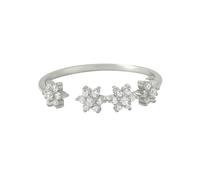Ayoiow Anillo de mujer de oro blanco 585, talla redonda, moissanita, anillos de compromiso, anillo ajustable, 45 (14,3) - 62 (19,7)