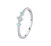 Ayoiow Anillo de plata 925 con circonita cúbica para novia, anillos de plata apilables para mujer, color verde, talla J 1/2-R 1/2, Piedra, Zirconia cúbica