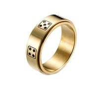 Ayoiow Anillo para hombre, anillos de la amistad de acero inoxidable, dados de miedo, hilanderos, Acero inoxidable, Sin circonita