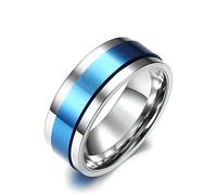 Ayoiow Anillo para hombres con grabado, anillo de acero inoxidable bicolor giratorio, bandas de miedo, Acero inoxidable, Sin circonita