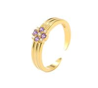 Ayoiow Anillo para mujer de oro 585, talla redonda, amatista, anillos de compromiso, anillos ajustables, 45 (14,3) - 62 (19,7)