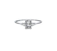 Ayoiow Anillo para mujer de oro blanco 585, 4 x 6 mm, corte rectangular, color blanco, moissanita, anillo de compromiso, parejas, oro, anillos 45 (14,3) - 62 (19,7)