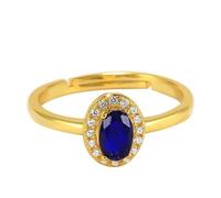 Ayoiow Anillo para mujer, oro 585, 4 x 6 mm, corte ovalado, azul laboratorio, creado con zafiro, anillo de compromiso, parejas, oro, ajustable, 45 (14,3) - 62 (19,7)