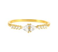 Ayoiow Anillo para mujer, oro 585, corte triangular, blanco, moissanita, anillo de compromiso, anillo de mujer, anillo 45 (14,3) - 62 (19,7)