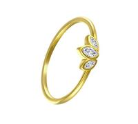 Ayoiow Anillo para mujer, oro 585, talla marquesa, color blanco, moissanita, anillo de compromiso, anillo de hoja de oro 45 (14,3) - 62 (19,7)
