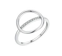 Ayoiow Anillo para mujer, oro blanco 585, talla redonda, moissanita, anillo de compromiso, parejas, anillos de oro, 45 (14,3) - 62 (19,7), estilo A769