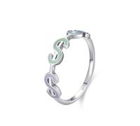 Ayoiow Anillos de boda únicos para ella, plata de ley 925, pegamento de color plateado con signo de dólar, anillo de boda para mujer, talla J 1/2-R 1/2, adecuado para cumpleaños, L 1/2, Plata de ley