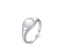 Ayoiow Anillos de circonita cúbica para mujer, plata de ley 925, sello redondo brillante para mujer, anillos de plata para novia, esposa, ella, talla J 1/2-R 1/2, adecuado para aniversario, R 1/2