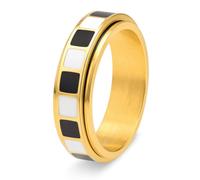Ayoiow Anillos de compromiso de acero inoxidable, anillos vintage para hombre, giratorios, color negro y blanco, tablero de ajedrez de 6 mm, acero inoxidable, tamaño L 1/2 x 1/2, N 1/2, Acero