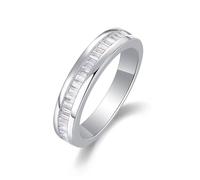 Ayoiow Anillos de compromiso de platino con montura de canal para mujer, con moissanita, anillos de compromiso de oro de eternidad para ella, oro blanco de 9 K, 14 quilates, 18 quilates, PT950, talla