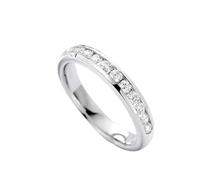 Ayoiow Anillos de oro blanco de 14 quilates para parejas PT950 y oro blanco de 9 quilates, 14 quilates y 18 quilates con diamantes de 0,3 quilates y anillo liso para hombre, anillo de boda para ella