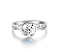 Ayoiow Anillos de platino para mujer con diamantes de 0,4 quilates, oro blanco de 9 K/14 K/18 K o platino PT950, anillos de promesa para mejores amigas, talla H 1/2-T 1/2, R 1/2, Piedra preciosa