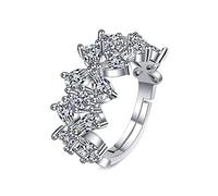 Ayoiow Anillos para mujer para el día de San Valentín, oro blanco de 14 quilates, flor hueca, gota de agua, moissanita, anillo de boda único para ella, talla 4-11, N 1/2, Oro blanco, Moissanita