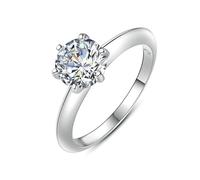 Ayoiow Anillos solitarios para mujer con diamante creado de 1 ct, anillo de oro de 18 quilates para ella, talla H 1/2-V 1/2, Q 1/2, Piedra preciosa, Diamante sintético