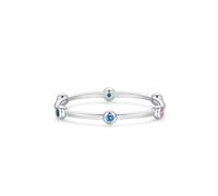 Ayoiow Apilamiento fino anillos de boda para mujer con zafiro y topacio creados, anillo de oro delicado 750 para usted, oro blanco 9/14/18K y Pt950 tamaño 47 (15.0)-65 (20.7), 48 (15.3), Oro blanco