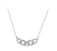 Ayoiow Collar de plata de ley 925 con circonita cúbica, plata con colgante de cadena Cuba, collar para el día de San Valentín, adecuado para cumpleaños
