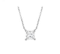 Ayoiow Collar simple para mujer, oro blanco de 9/14/18 quilates, diamante de corte princesa de 0,2/0,3/0,5 quilates, collares de oro blanco de 14 quilates para mujer, Gema, Diamante