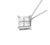 Ayoiow Collares colgantes para mujer, oro blanco de 9/14/18 quilates, diamante de corte princesa de 0,4 quilates, collar de novia para boda de oro, Gema, Diamante