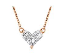 Ayoiow Collares de oro para mujer, diseño de corazón de rompecabezas de oro rosa de 9 quilates, 14 quilates y 18 quilates con diamante creado de corte princesa, collares para mujer, 0.2ct, Diamante