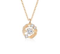 Ayoiow Collares de topacio azul con diamantes para mujer, diseño de plumas flotantes, alas de ángel, collar de ala de ángel para mujer, oro blanco de 18 quilates, Moissanite, Oro, Moissanita Diamante