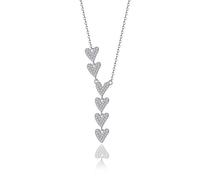 Ayoiow Collares para mujer, collar de diamantes dorados en forma de V con forma de corazón para cumpleaños, diamantes creados, Platino 950, Diamante sintético