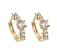 Ayoiow Delicados aretes de oro amarillo de 18 quilates para mujer, aretes de aro finos de moissanita para ella