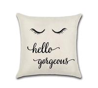 Ayoiow Funda de cojín cuadrada de lino para cojines de 45 x 45 cm con diseño de Hello Gorgeous