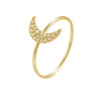 Ayoiow Moon Beautiful Woman Anillos para mujer con moissanita, anillos de oro para mujer, oro amarillo de 14 quilates | Talla J 1/2
