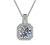 Ayoiow My Best Friend - Collar de oro blanco de 14 quilates para mujer, elegante collar con colgante de diamante de laboratorio para ella, Oro Blanco, Diamante cultivado en laboratorio