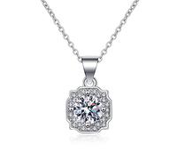 Ayoiow My Best Friend - Collar de oro blanco de 9 quilates con diamante de laboratorio para mujer, colgante redondo de plata para mujer
