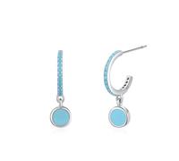 Ayoiow Pendientes colgantes únicos para mujer, plata de ley 925, turquesa, azul plateado, vintage, geométricos, para boda, adecuado para cumpleaños