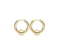 Ayoiow Pendientes de aro de acero quirúrgico unisex, pendientes de aro con perla, Acero inoxidable,