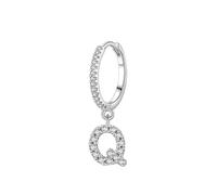 Ayoiow Pendientes de aro de oro blanco para mujer de oro blanco de 9 quilates con moissanita blanca, pendientes de oro real para mujer, con letra