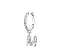 Ayoiow Pendientes de aro de oro real para mujer, oro blanco de 9 quilates con moissanita blanca, pendientes de oro auténtico para novia, carta