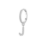 Ayoiow Pendientes de aro pequeños de oro blanco de 9 quilates para mujer, oro blanco de 9 quilates, pendientes de oro real con moissanita blanca para novia, oro blanco de 9 quilates, letra J