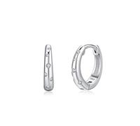 Ayoiow Pendientes de aro pequeños para mujer, de plata de ley 925 con circonita cúbica, redondos de plata con circonita cúbica, delicados aretes para mujer, modernos, adecuados para aniversario