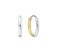 Ayoiow Pendientes de aro redondos de oro amarillo y blanco bicolor, pequeños aretes de aro para mujer, Piedra, Sin piedra preciosa