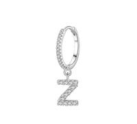 Ayoiow Pendientes de boda para novias, moissanita blanca, aretes de aro de oro para mujer, letra de oro blanco de 9 quilates, letra Z