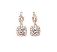 Ayoiow Pendientes de oro rosa geométrico, piedra principal: 0,4 ct; piedra de vicio: 0,2 quilates para mujer, Piedra, Diamante