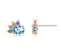 Ayoiow Pendientes de plata para mujer, multicolor pendientes para mujer, tachuelas ovaladas