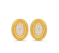 Ayoiow Pendientes de tuerca de oro amarillo de 9/14/18 quilates, forma ovalada con diamante, aretes para ella, 6.38g, Piedra, Diamante
