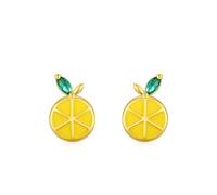 Ayoiow Pendientes delicados para mujer, plata de ley 925, circonita cúbica, amarillo limón, aretes grandes para mujer, adecuados para cumpleaños