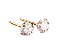 Ayoiow Pendientes para mujer, oro amarillo de 9 quilates, 14 quilates, 18 quilates, redondos con diamante creado en laboratorio de 0,5 quilates, aretes pequeños para mujer, Piedra, Diamante sintético