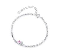 Ayoiow Pulsera de cumpleaños para mujer, plata de ley 925 con circonita cúbica, 2 capas ajustables, pulsera de plata 925 para novia, esposa, ella, adecuada para aniversario