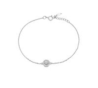 Ayoiow Pulsera redonda de oro blanco de 9 quilates, piedra principal: 0,2 quilates; piedra de vicio: 0,09 quilates. Pulsera de cadena para ella, 16, Piedra, Diamante