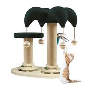 Ayolofei Juguete interactivo para gatos 6 en 1, muebles de madera para gatos con bolas colgantes, plumas, bola giratoria Smart Track, árbol rascador de sisal y cuerda de yute para gatos pequeños y
