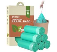 AYOTEE Bolsas de basura compostables de 4 galones, bolsas de basura con cordón, 100 unidades, ultra fuertes, sin perfume, bolsas de basura pequeñas, bolsas de basura para baño, cocina, dormitorio,